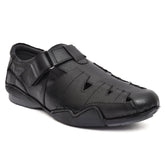 Comfortable black leather sandals for men, perfect for all occasions.